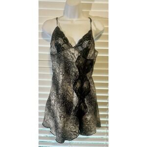 Women's Snakeskin Black And Silver Sexy Chemise Nighty Size Large